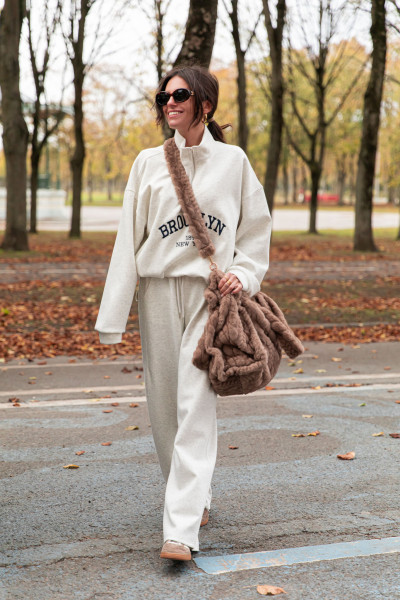 BROOKLYN Gris - Sweat Brodé