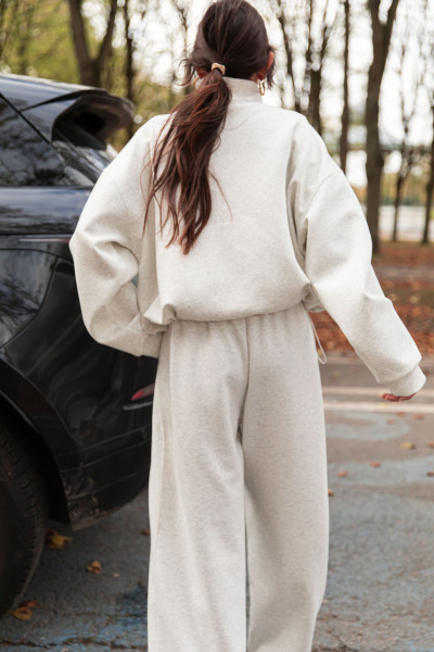 BROOKLYN Gris - Sweat Brodé