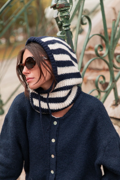 MOKA Écru/Bleu Rayé - Cagoule