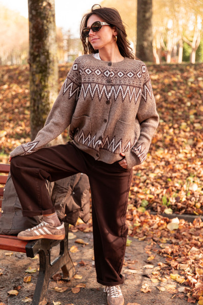 VIRGILE Taupe - Cardigan Jacquard