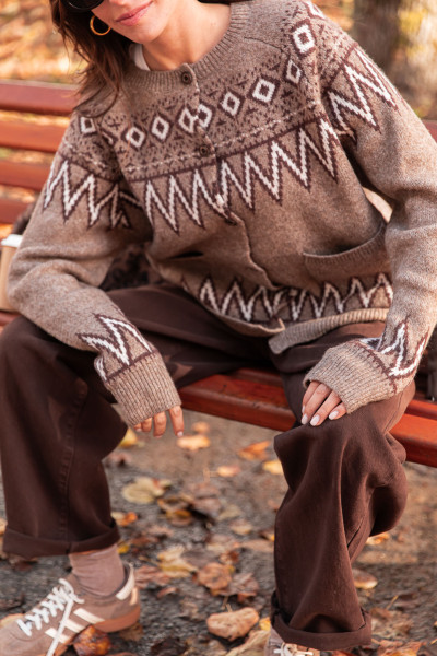 VIRGILE Taupe - Cardigan Jacquard