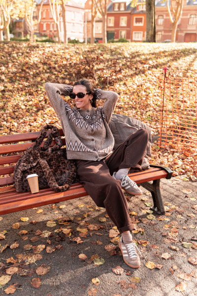 VIRGILE Taupe - Cardigan Jacquard