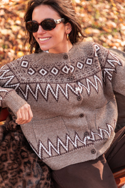 VIRGILE Taupe - Cardigan Jacquard