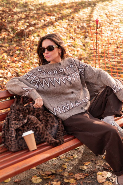 VIRGILE Taupe - Cardigan Jacquard