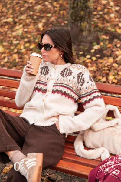 KAYLA Écru - Cardigan Laine