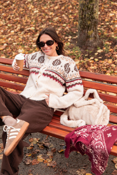 KAYLA Écru - Cardigan Laine