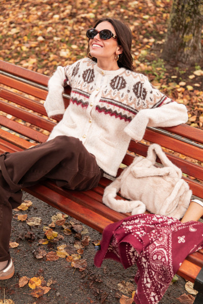 KAYLA Écru - Cardigan Laine