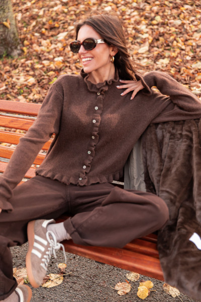 MAXENCE Chocolat - Gilet Alpaga