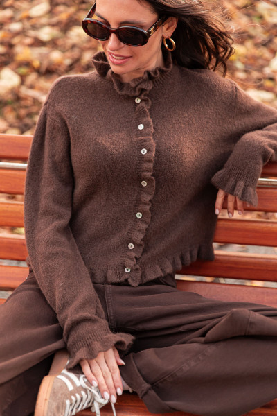 MAXENCE Chocolat - Gilet Alpaga