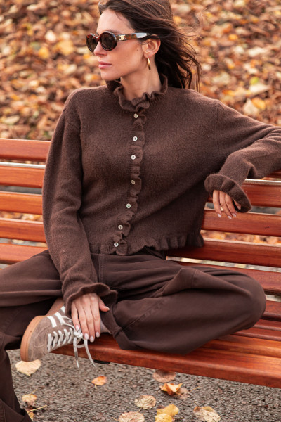 MAXENCE Chocolat - Gilet Alpaga