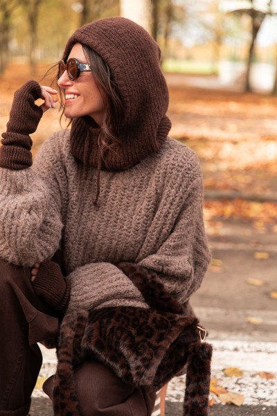 MOKA Chocolat - Cagoule Laine