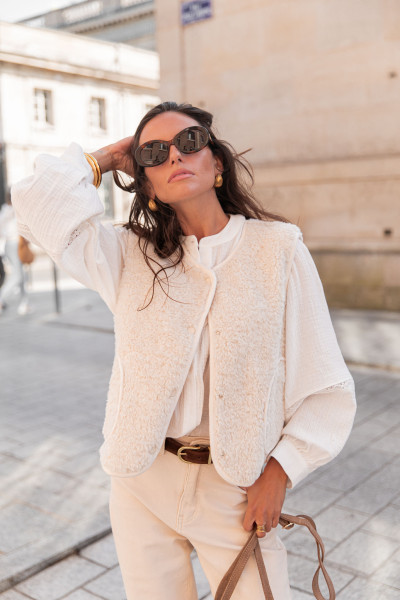 LÉONNE Blanche - Chemise Brodée