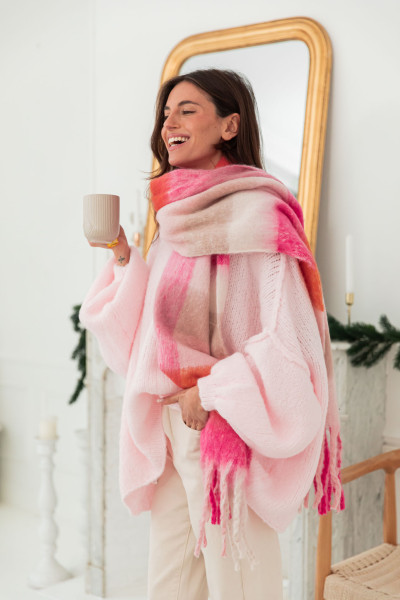 CLÉOPHÉE Fuchsia - Écharpe Franges