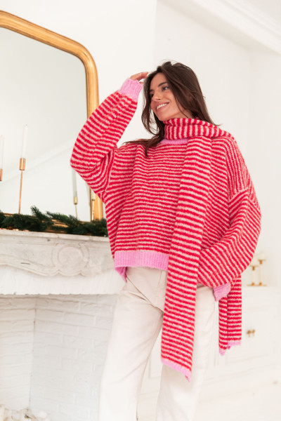 ROSALIA Rouge - Pull Rayé