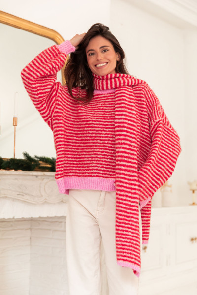 ROSALIA Rouge - Pull Rayé