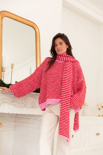 ROSALIA Rouge - Pull Rayé