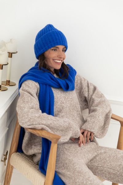 GIOVANN Bleu Roi - Set Bonnet/Écharpe