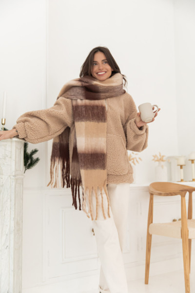 CLÉOPHÉE Chocolat - Écharpe Franges