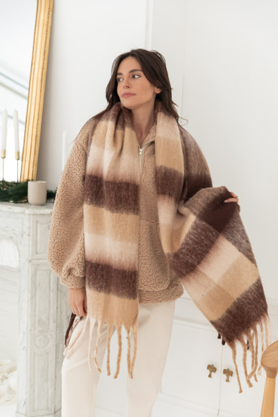 CLÉOPHÉE Chocolat - Écharpe Franges