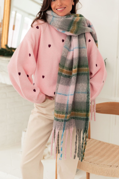 PAVEL Rose - Écharpe Franges