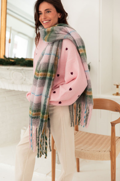 PAVEL Rose - Écharpe Franges