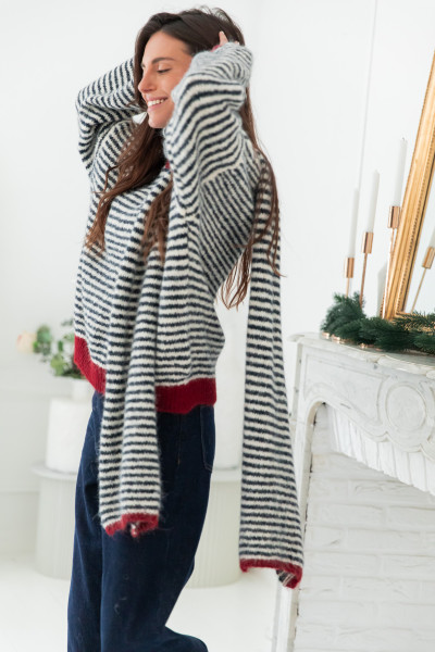 ENZO Bleue - Écharpe Rayée