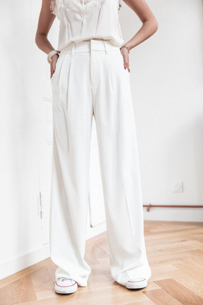 MILO Blanc - Pantalon À Pinces