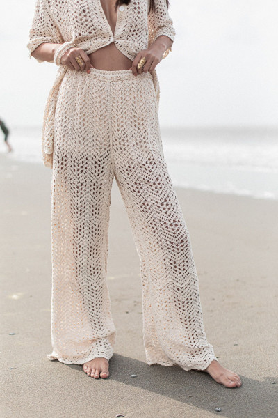 RAYA Beige - Pantalon Crochet