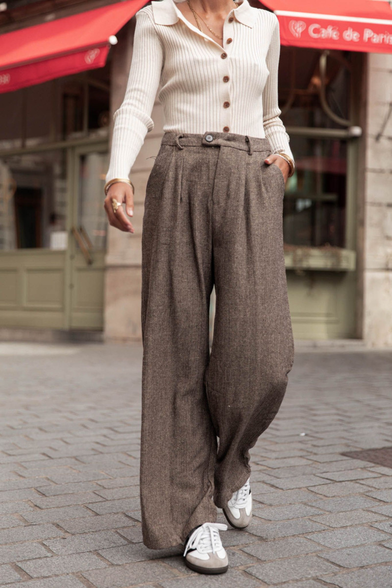 AXEL Chocolat - Pantalon Tweed 