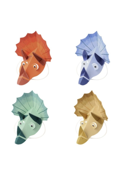 8 chapeaux de fête Tricératops Royaume des dinosaures - 4 couleurs