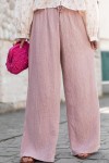 ASIANNA Vieux Rose - Pantalon Gaze De Coton